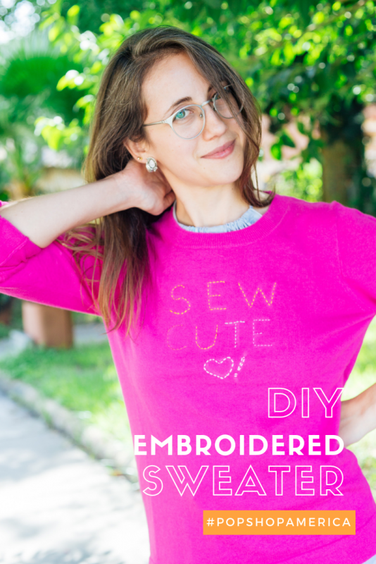 diy embroidered sweater craft tutorial pop shop america