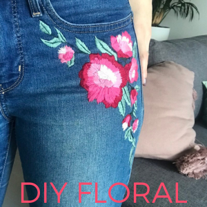 DIY Floral Embroidered Denim Jeans Tutorial Pop Shop America