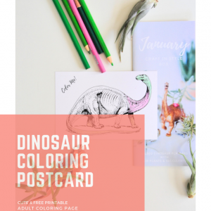 Dinosaur coloring postcard pop shop america