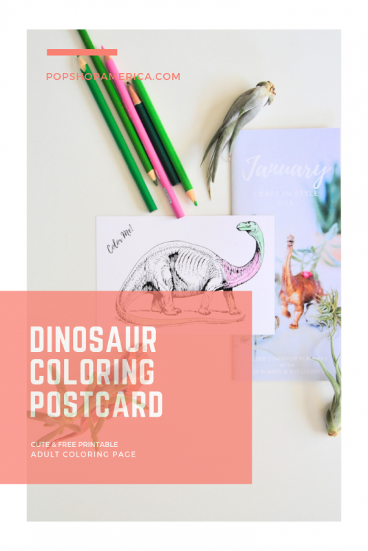 Dinosaur coloring postcard pop shop america