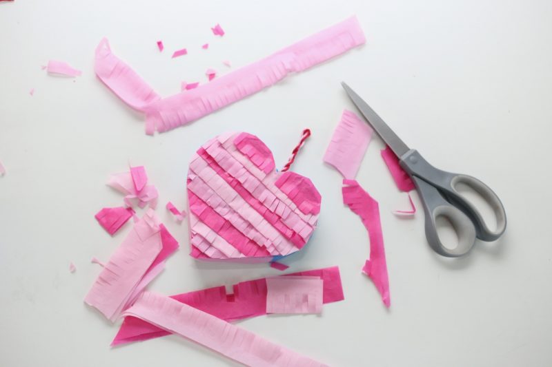 almost finished mini heart pinata diy pop shop america
