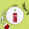 finished cross stitch kit sriracha hot sauce