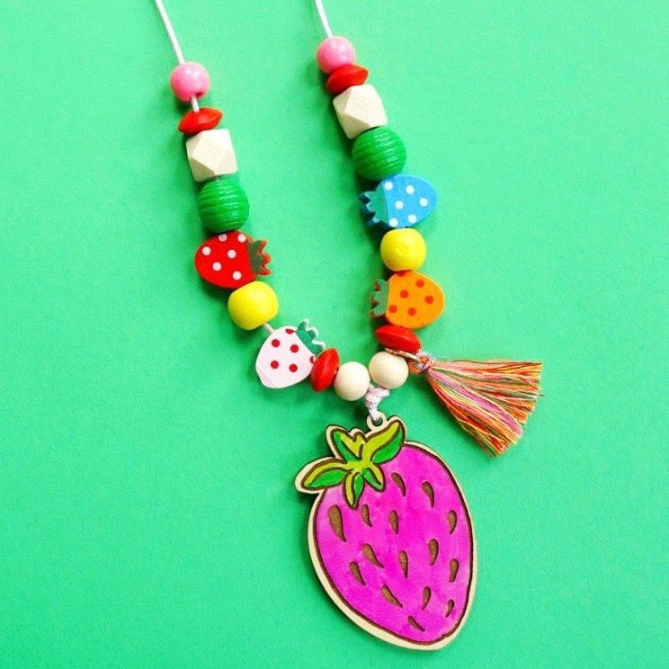 DIY Kit, Beaded Strawberry Necklace Jewelry Supply Kit