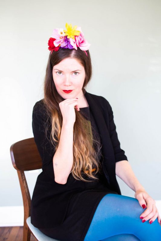brittany bly wearing a handmade flower crown headband pop shop america