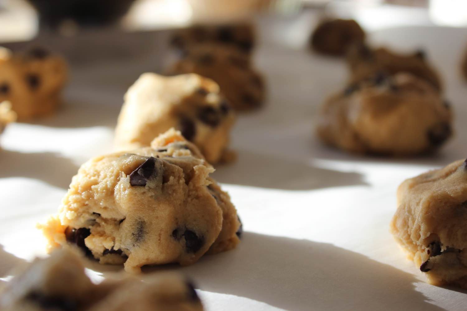 cookie dough baking brown butter chocolate chip cookies