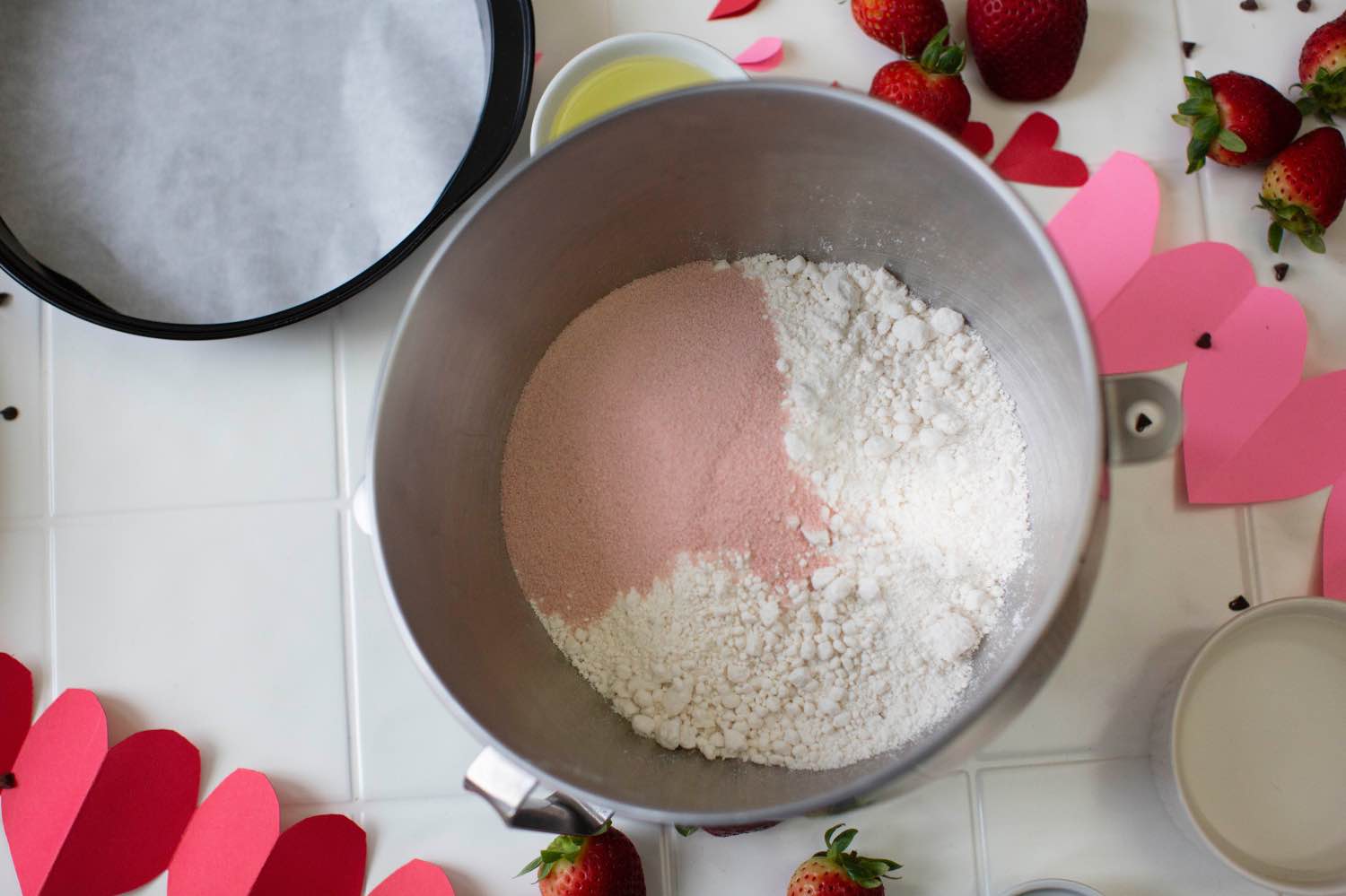 add the strawberry jello to the dry mix for strawberry cake