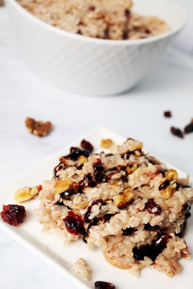 closeup view of instant pot apple cider cranberry risotto 1