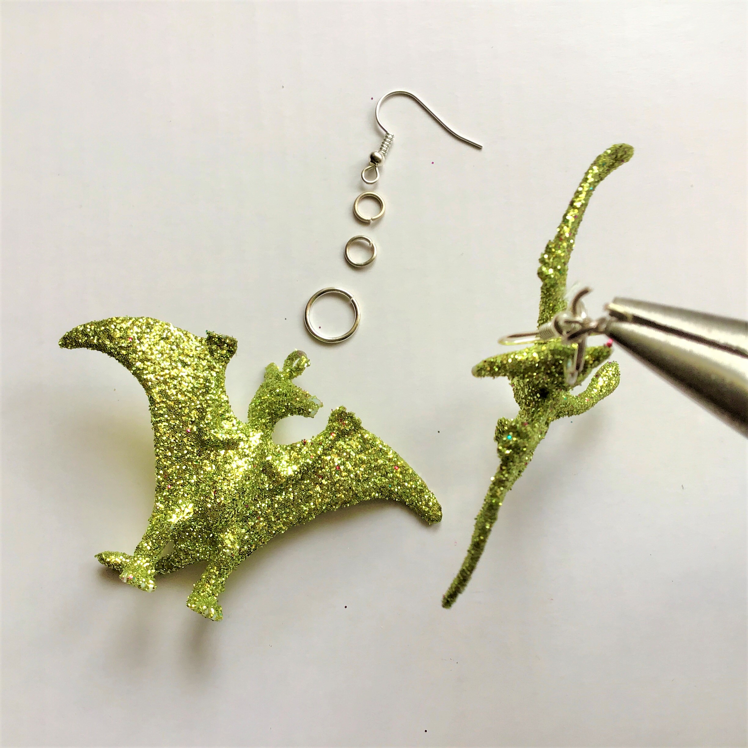 Glitter Dinosaur Earrings DIY - Chandelier Pterodactyl