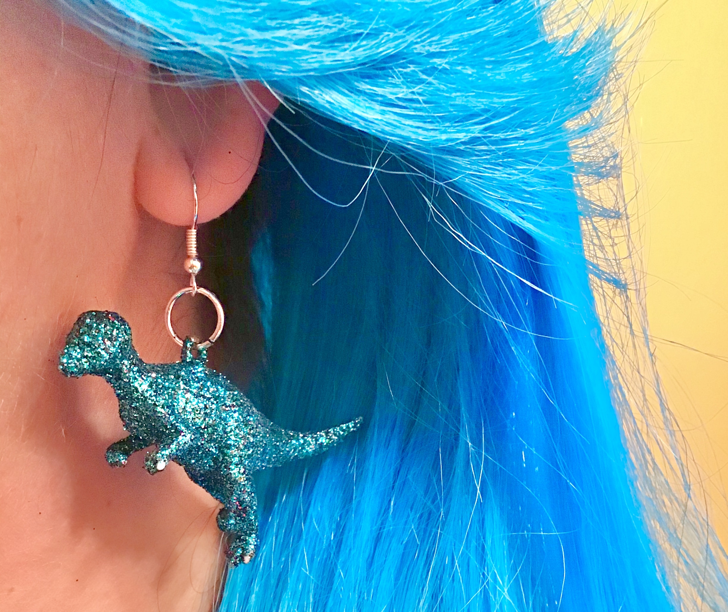 Glitter Dinosaur Earrings DIY - Finished Fashion