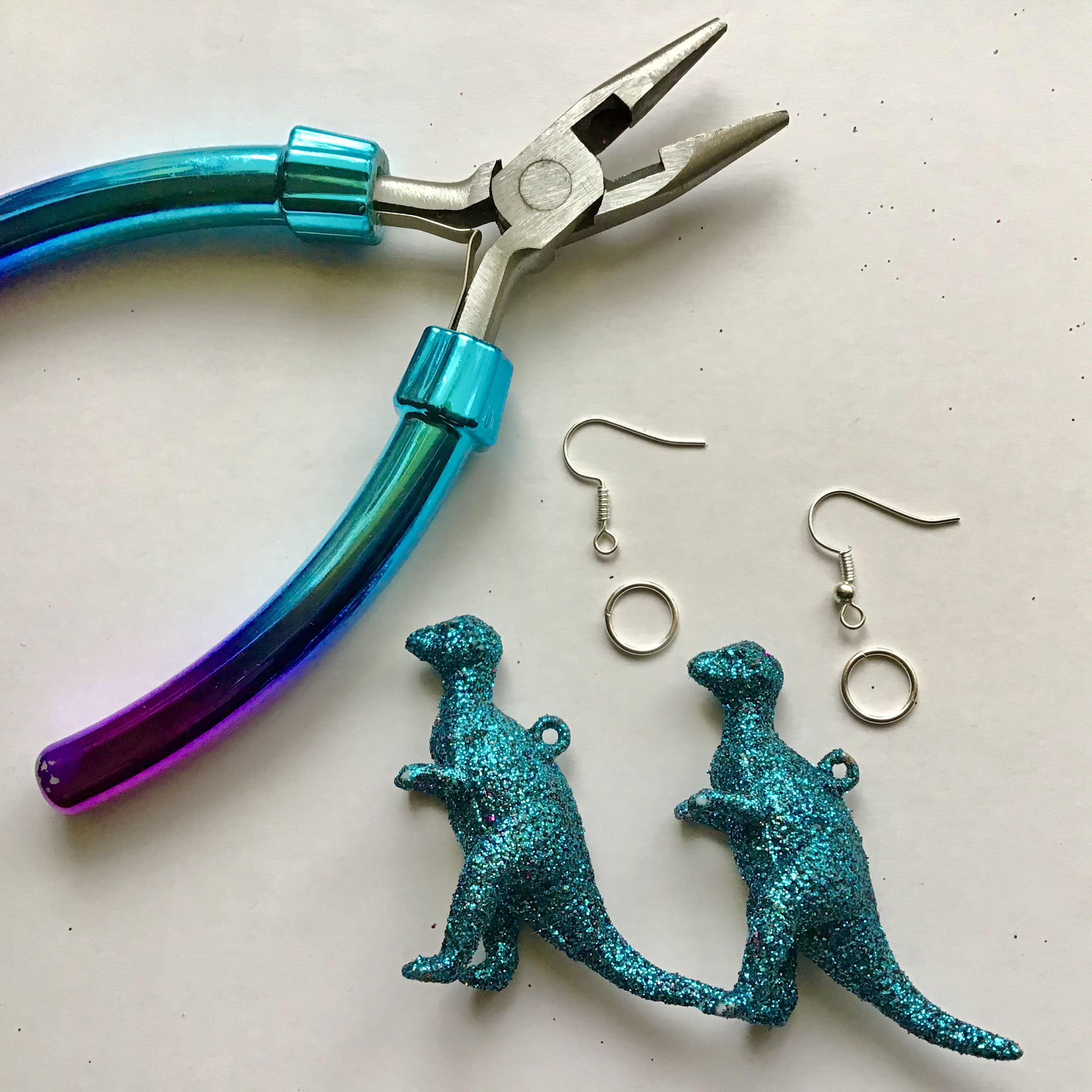 Glitter Dinosaur Earrings DIY - Step One