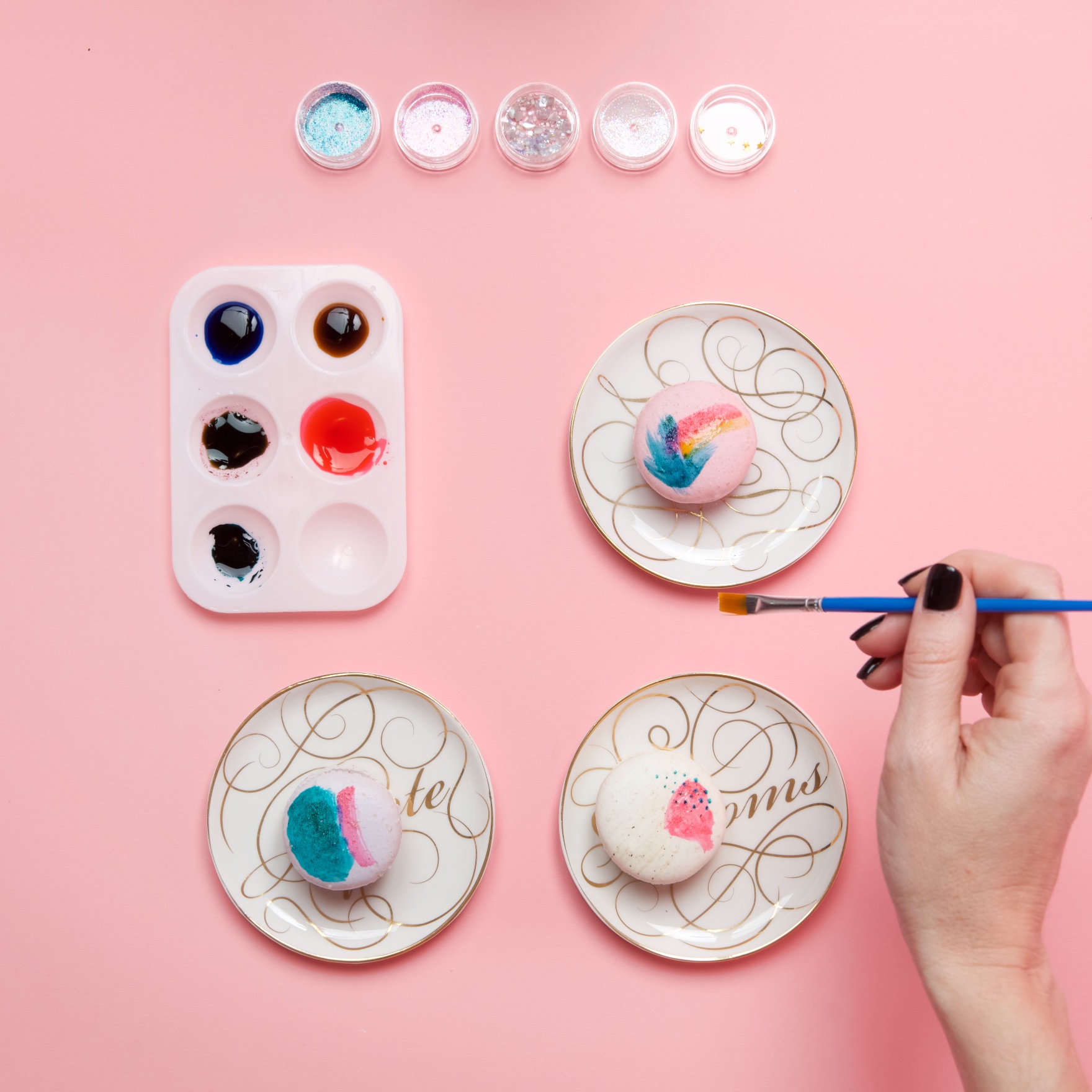 add new layers of color painted macarons tutorial