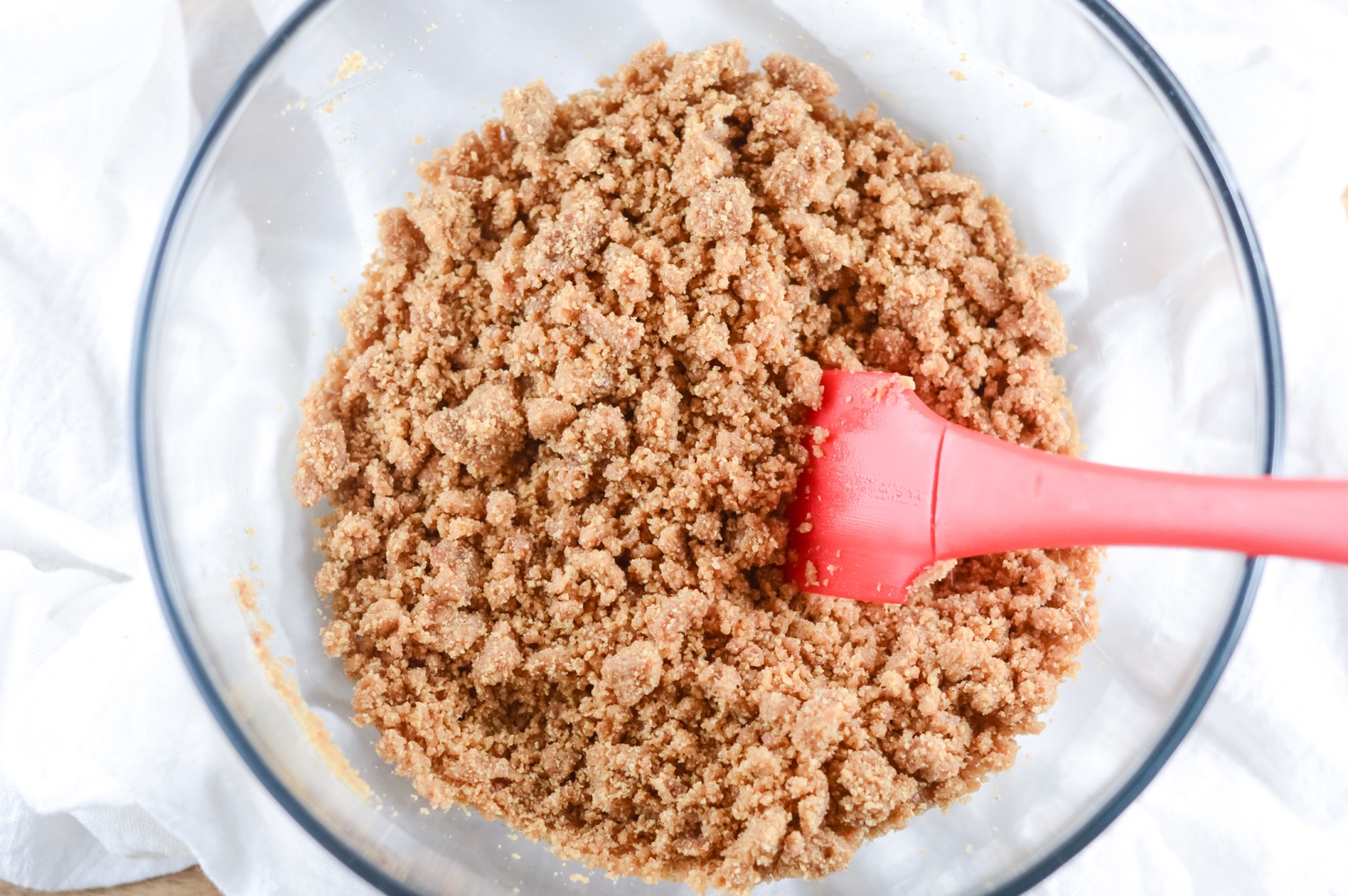 graham cracker crust ready to be placed in a pie plate