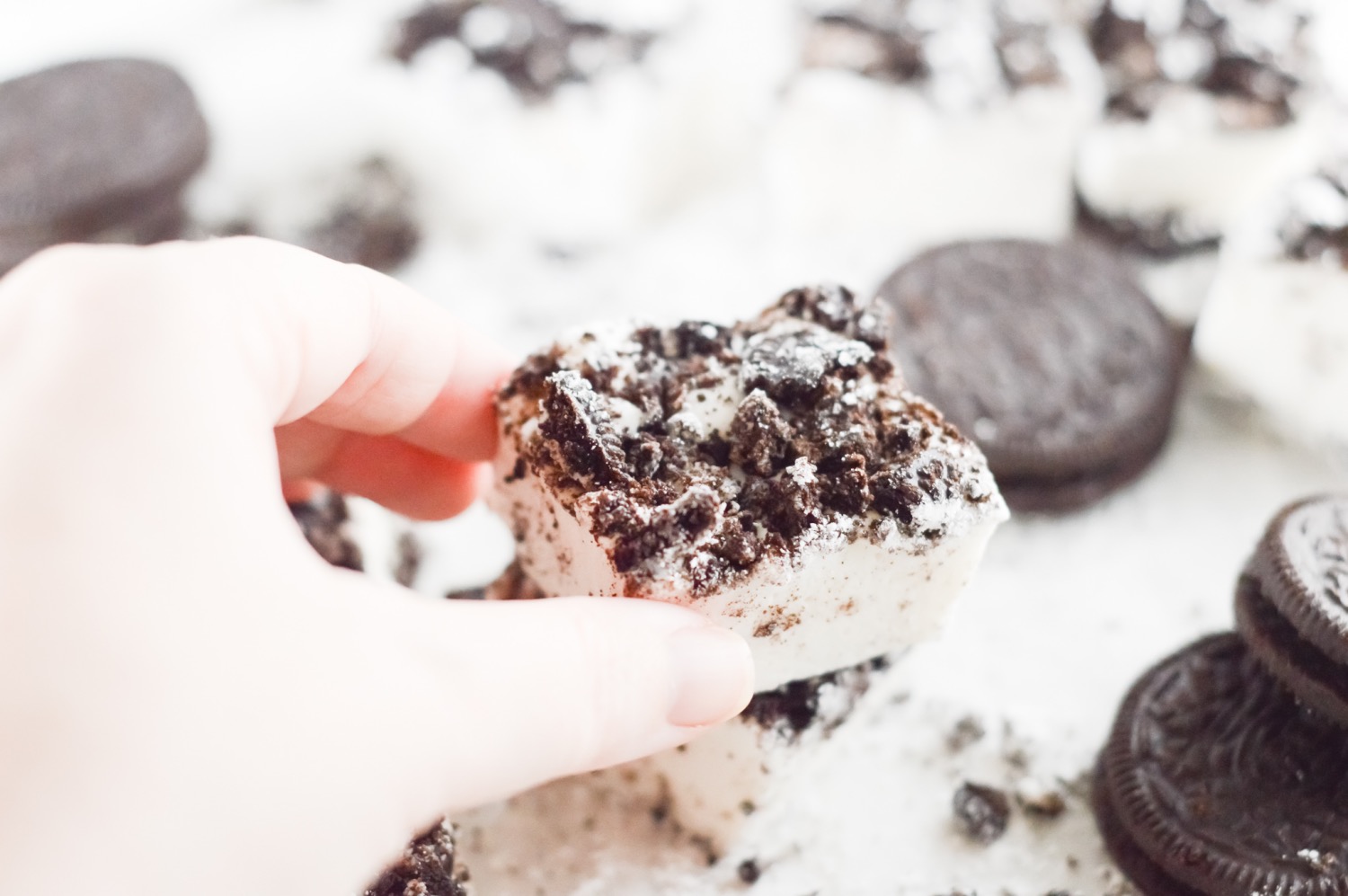 close up finished oreo cookie marshmallows pop shop america