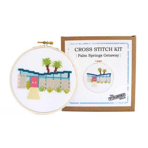 palm springs midcentury home cross stitch kit stranded stitch