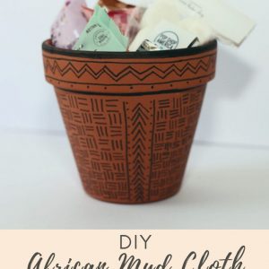 diy african mud cloth painted planter craft tutorial