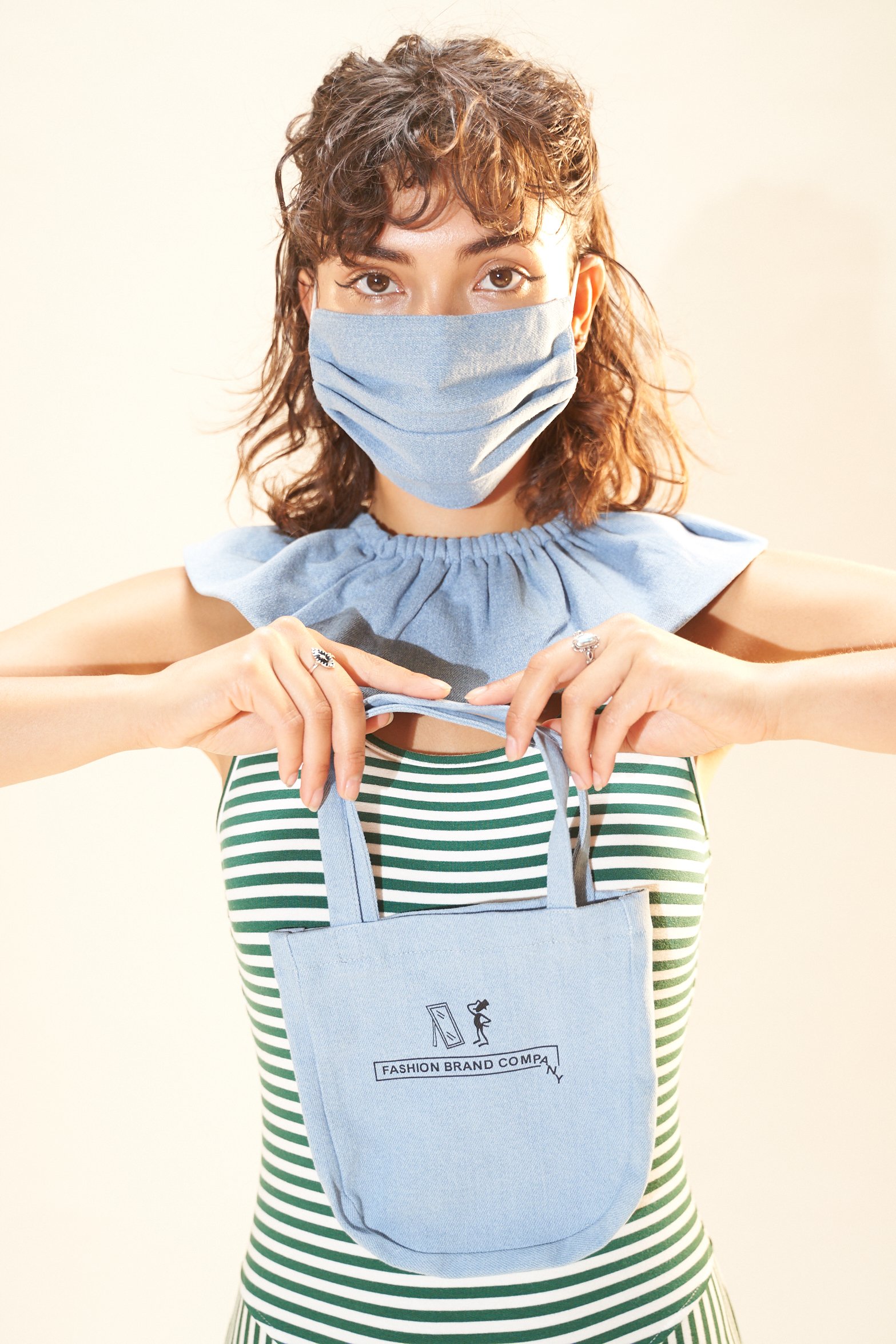 fashion brand company denim mask tote set