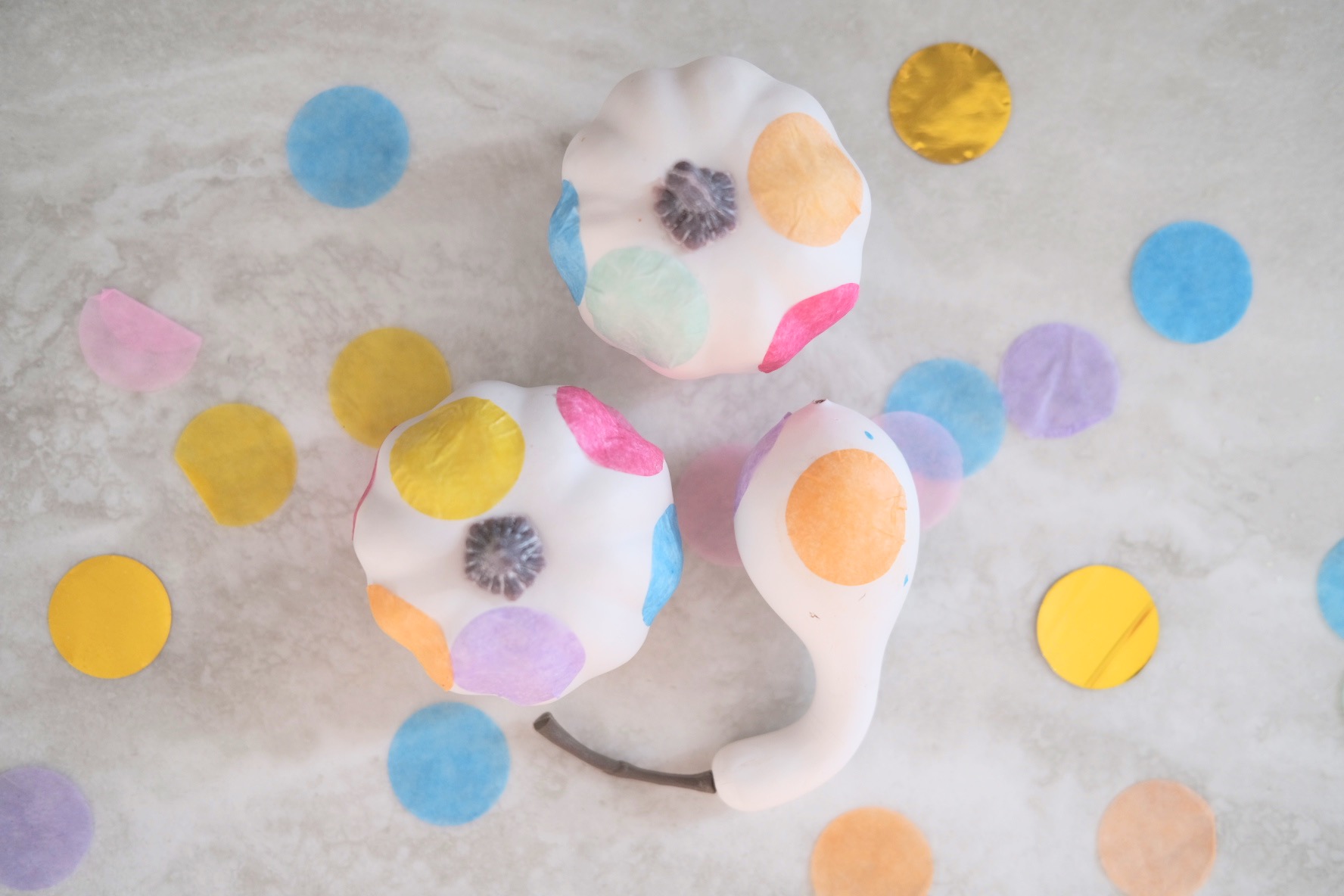 finished confetti pumpkins for craft in style subscription box