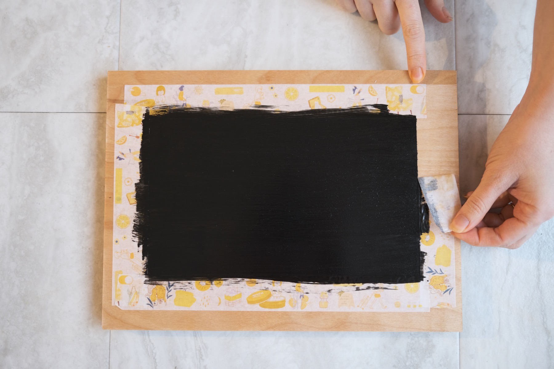 remove the washi tape to reveal the chalkboard