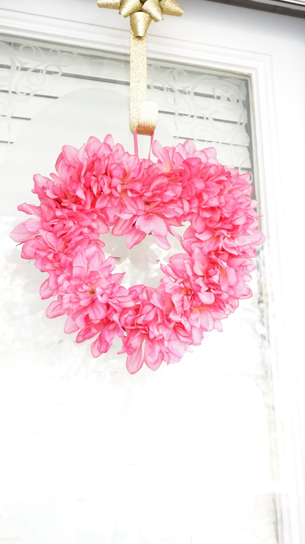 finished pink flower heart wreath tutorial pop shop america