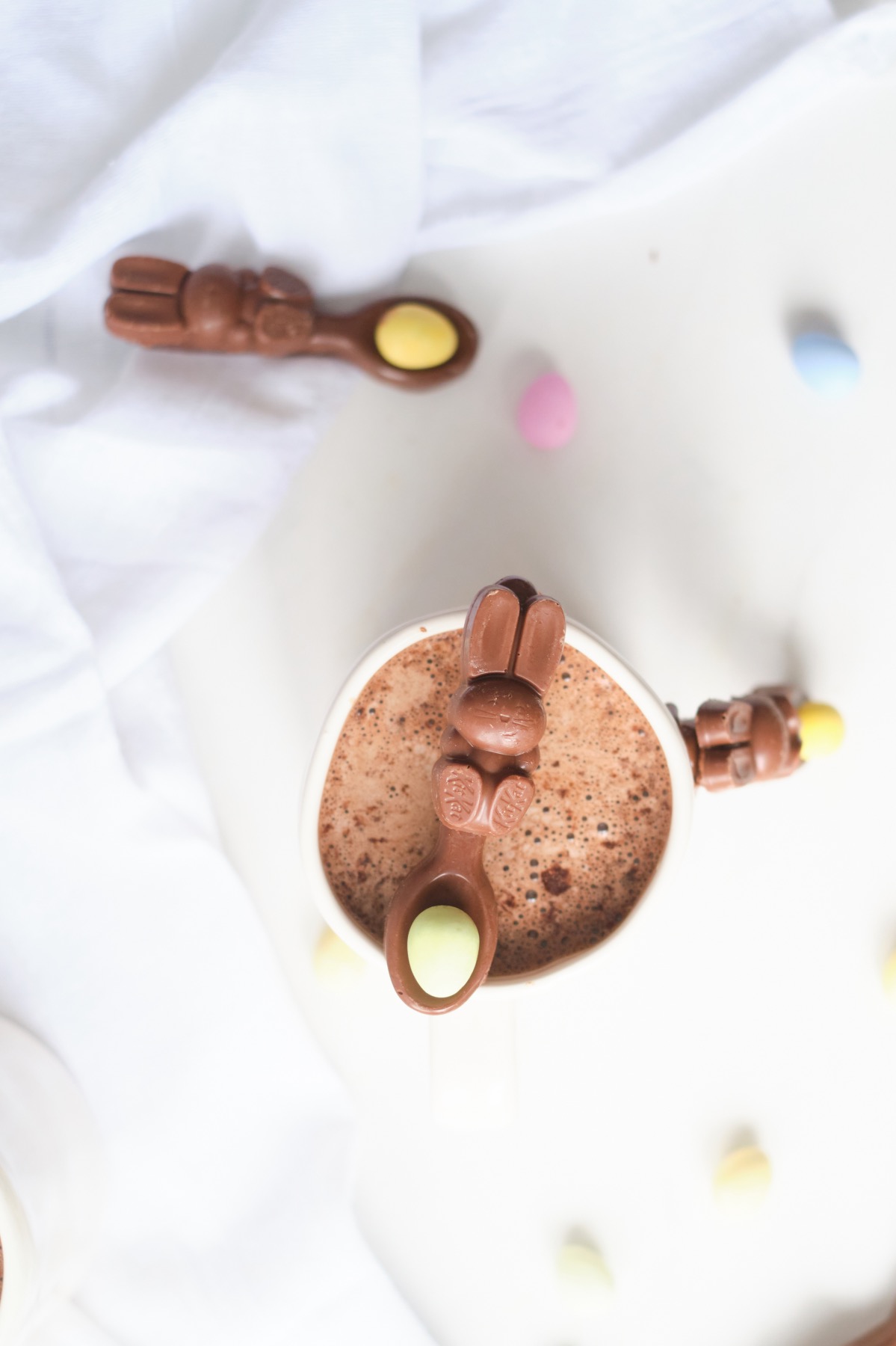 finished easter bunny hot chocolate spoons recipe