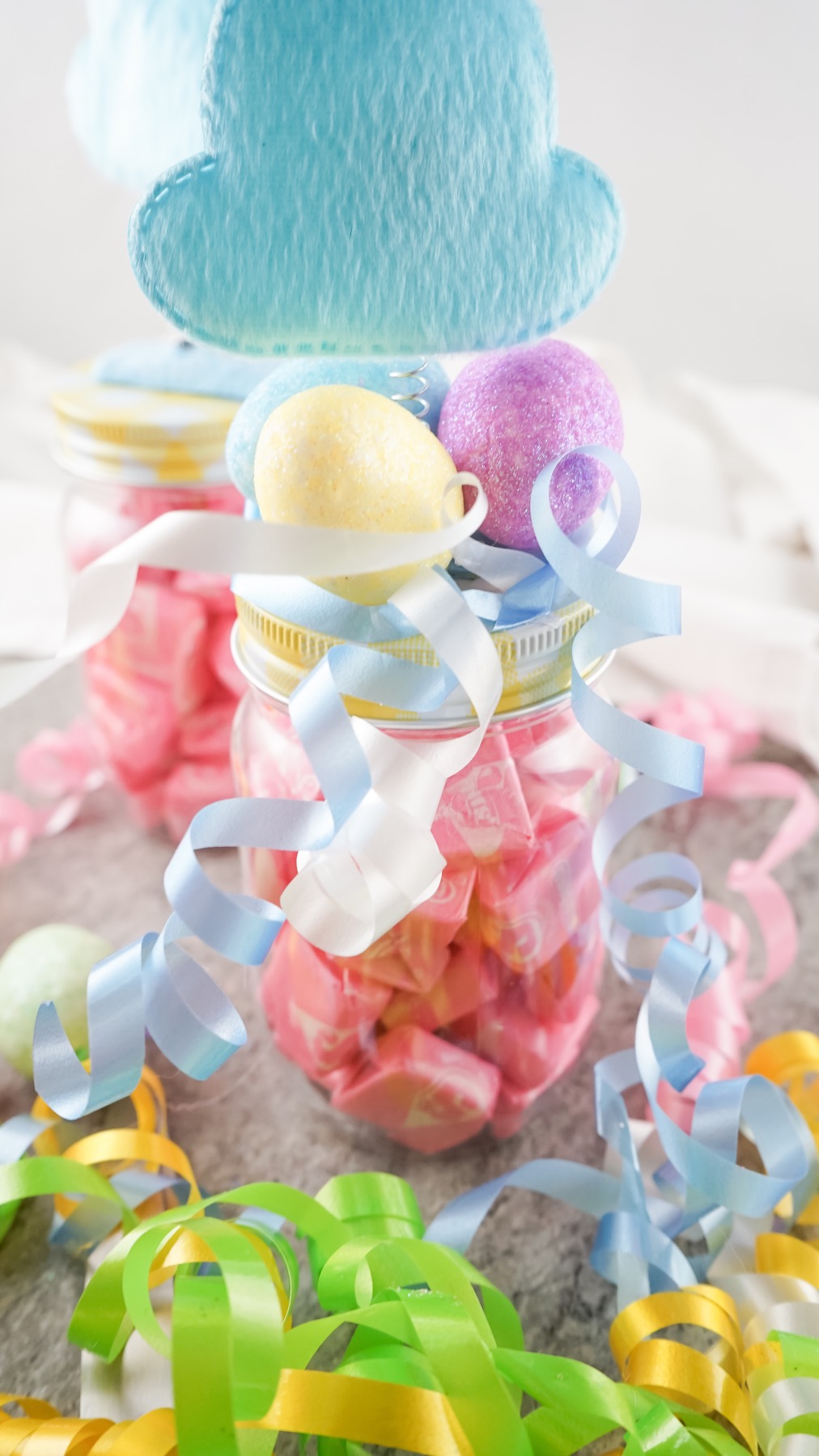 ribbon topped easter bunny basket treat jar