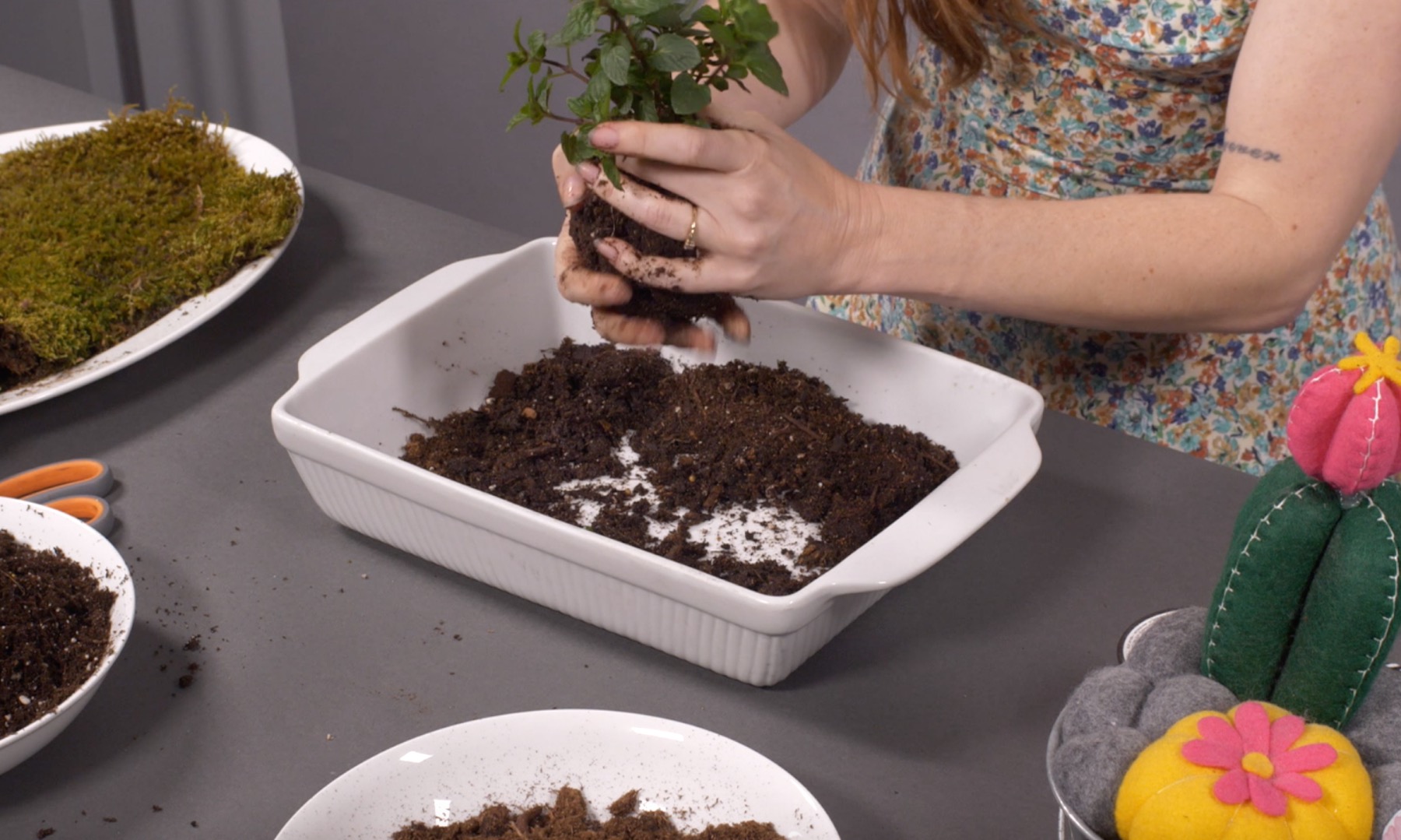 forming the mud ball around the plant kokedama tutorial