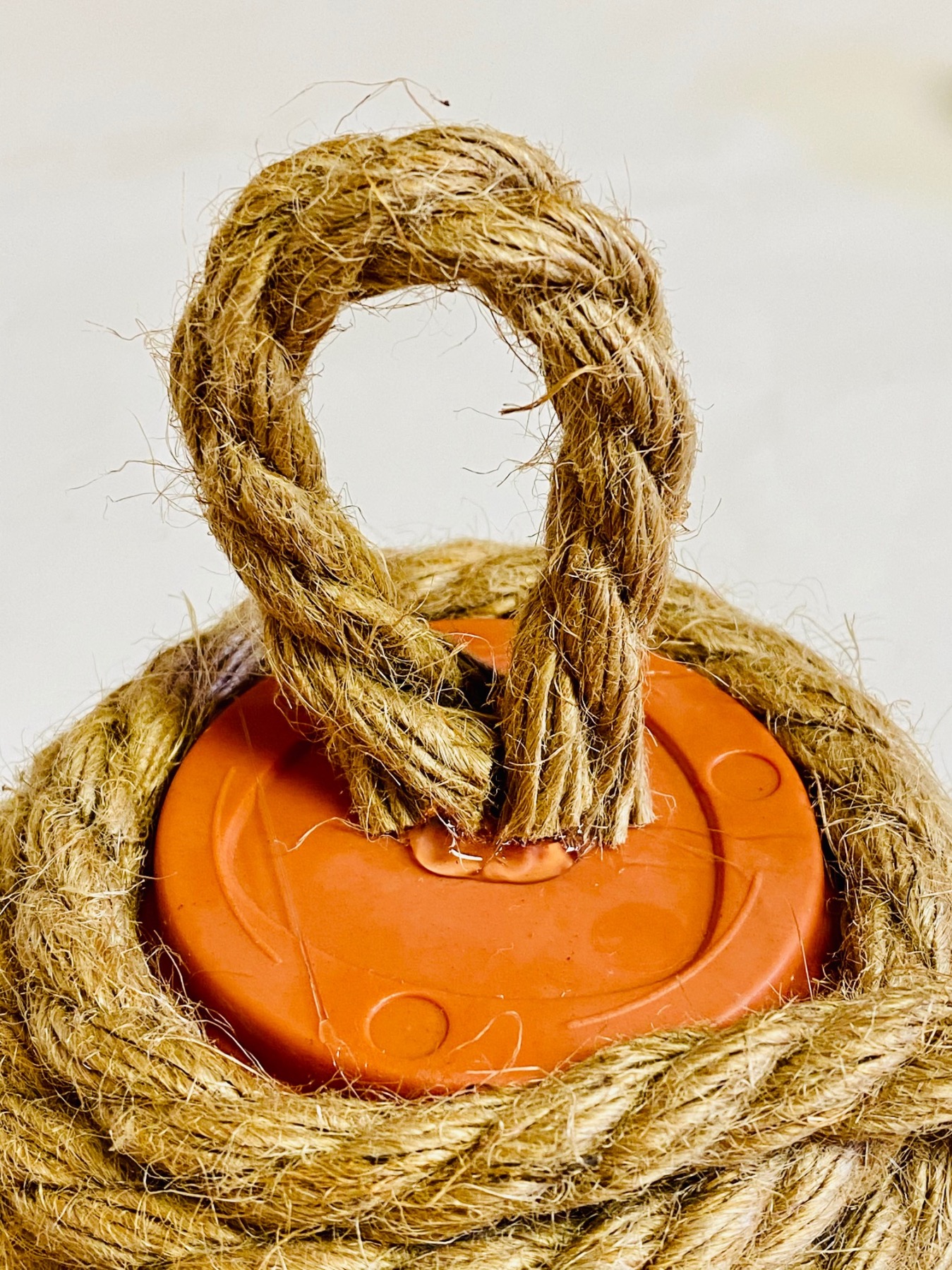make a loop of rope at the top of the diy beehive decoration