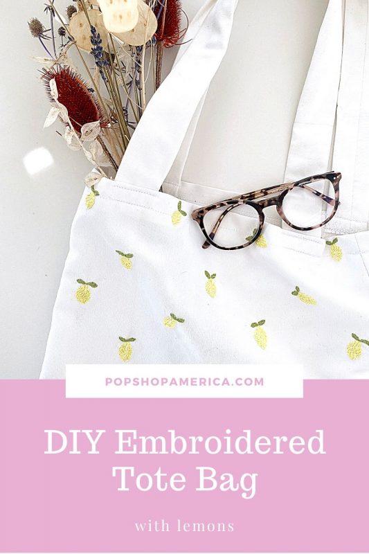 DIY Embroidered Tote Bag with Lemons