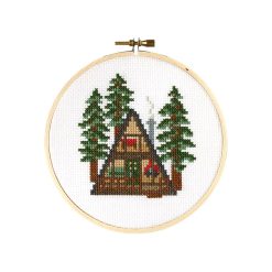 a frame forest camping cross stitch kit