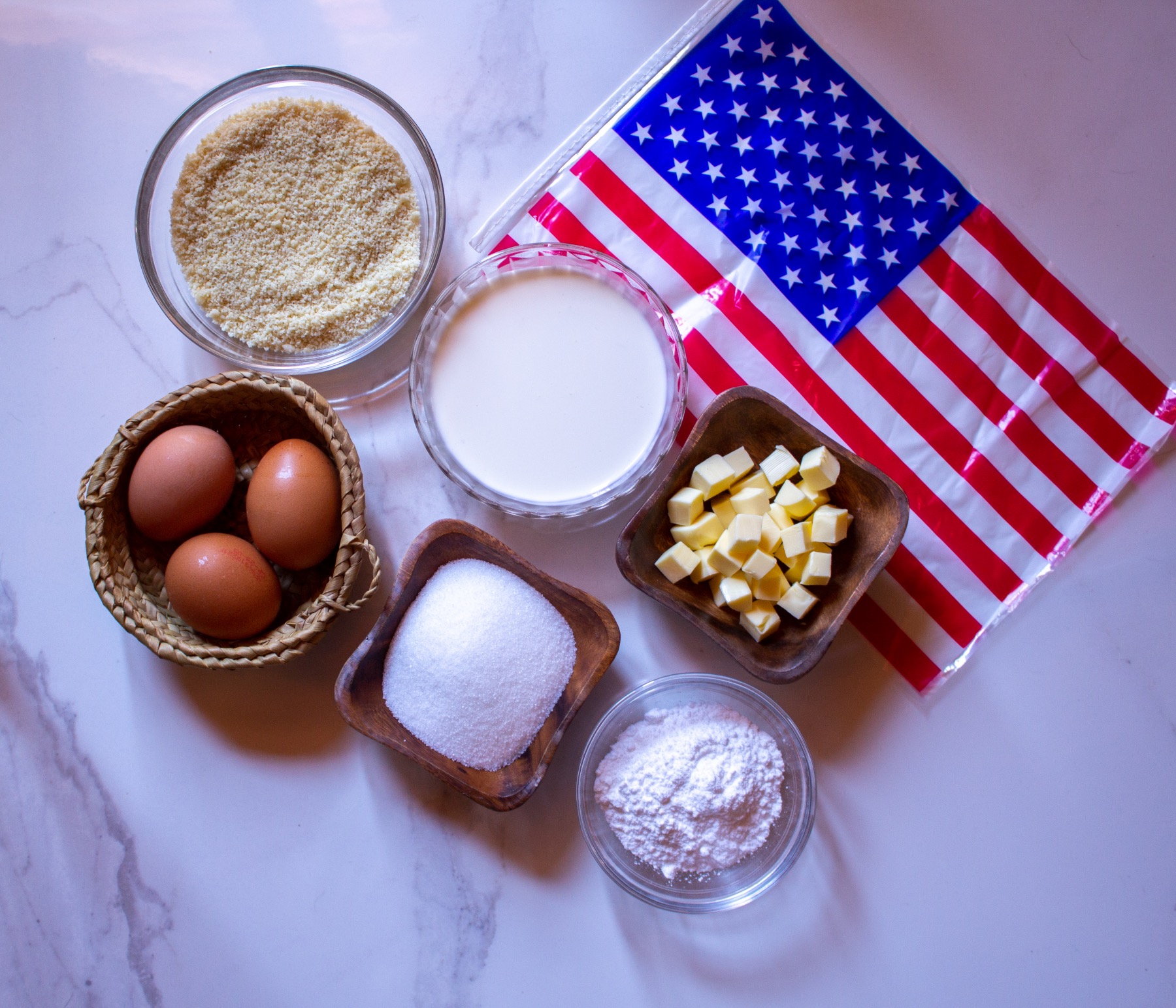 ingredients to make 4th of july macarons