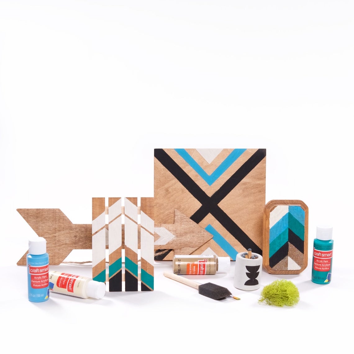 DIY Kit, Wood Art Painting Kit, Geometric Chevron Painting Supply Kit
