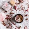 flatlay candle making kit diy with amber jar and wood wick
