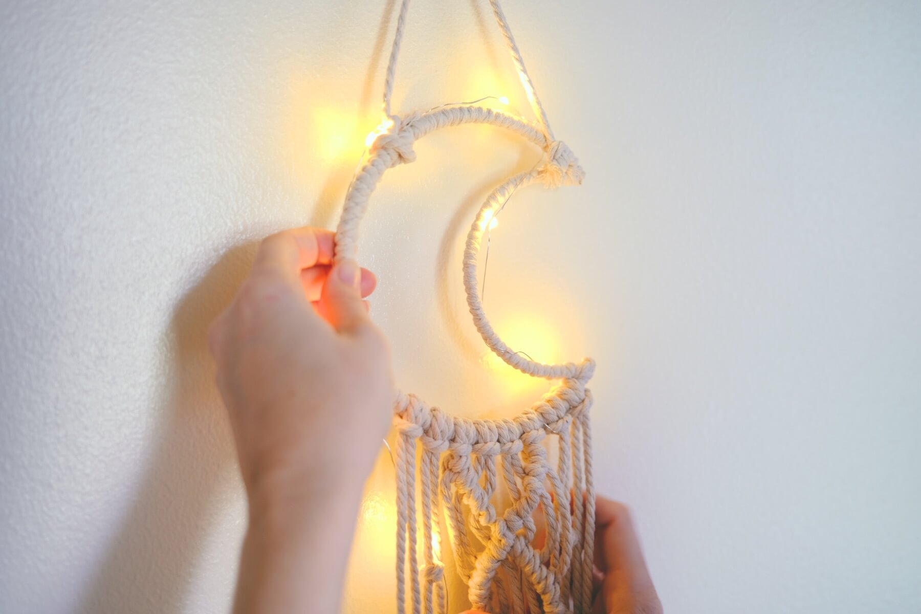 lights on a moon wall hanging craft in style tutorial