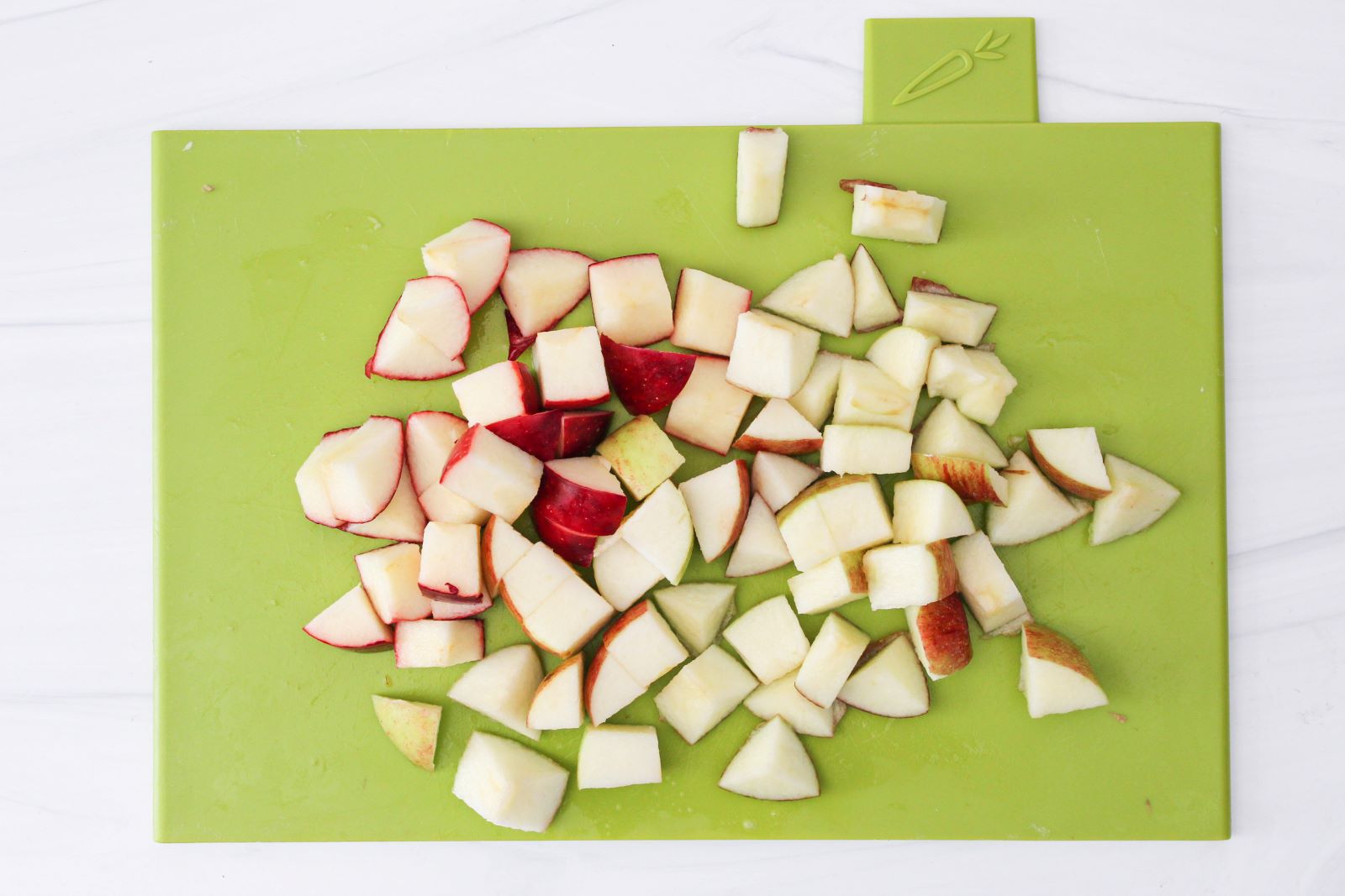 apples diced on cutting board 1