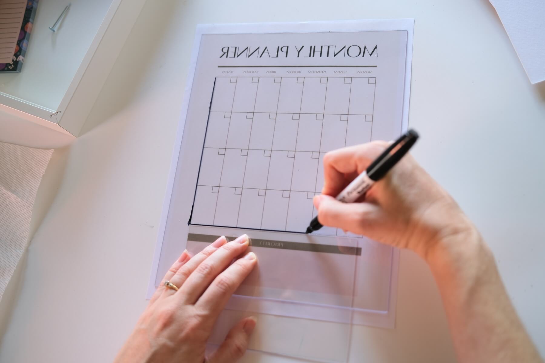 draw the calendar in a permanent marker