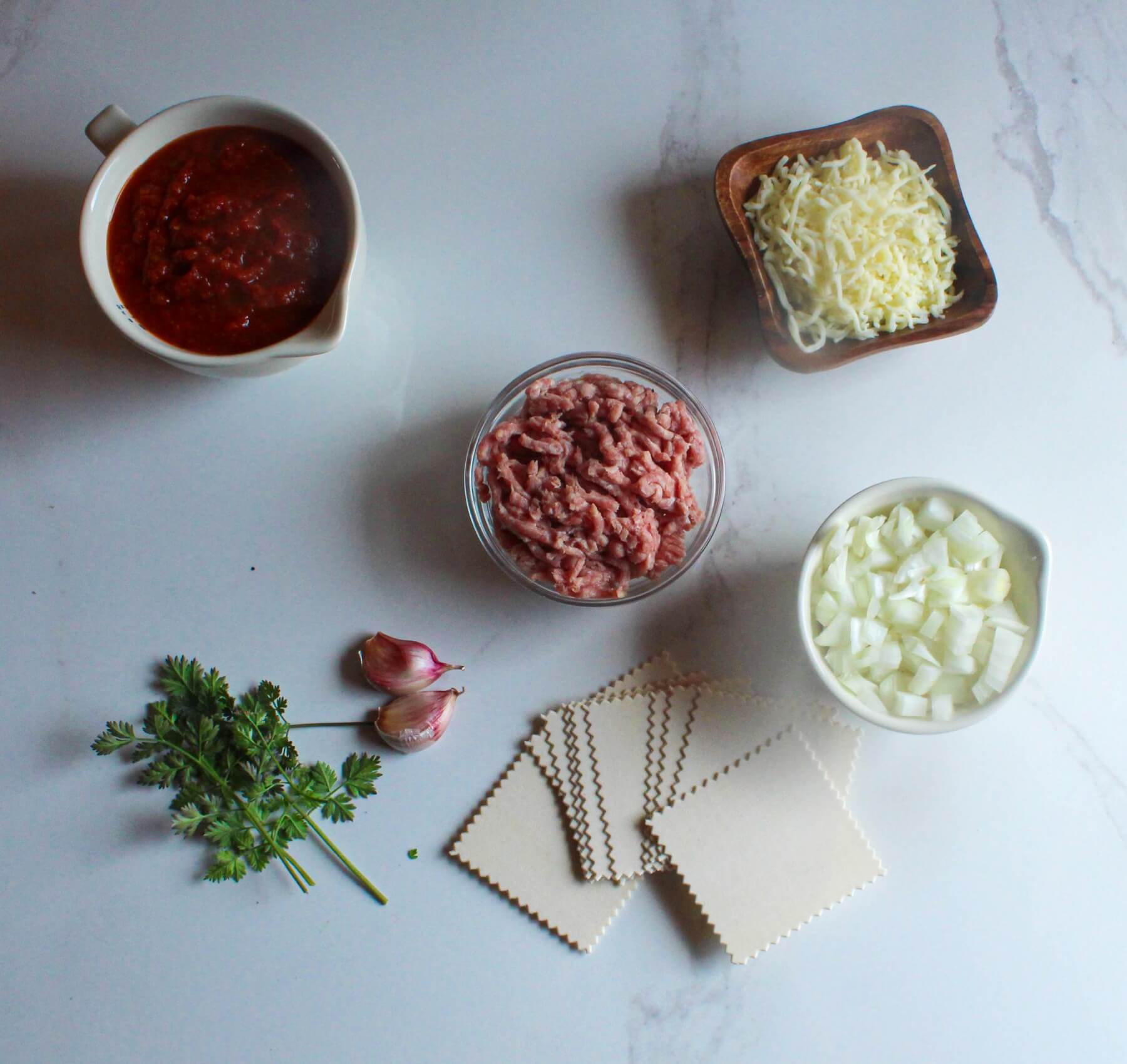 ingredients to make diy lasagne cups