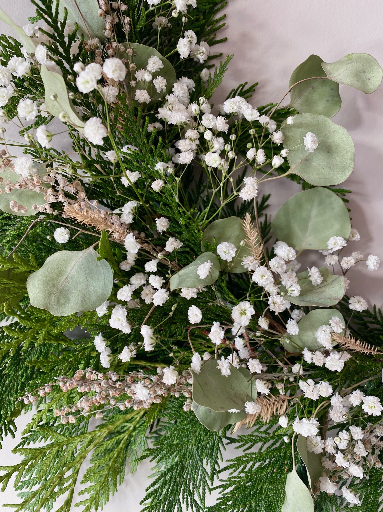 Modern Cedar and Dried Flower Holiday Wreath DIY