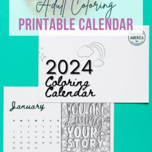 Adult Coloring Printable Calendar 2024 Pop Shop America