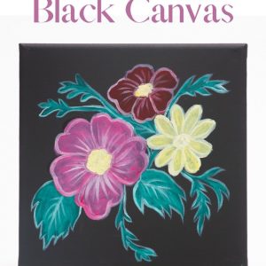 Flower Bouquet Black Canvas Painting Tutorial Feature