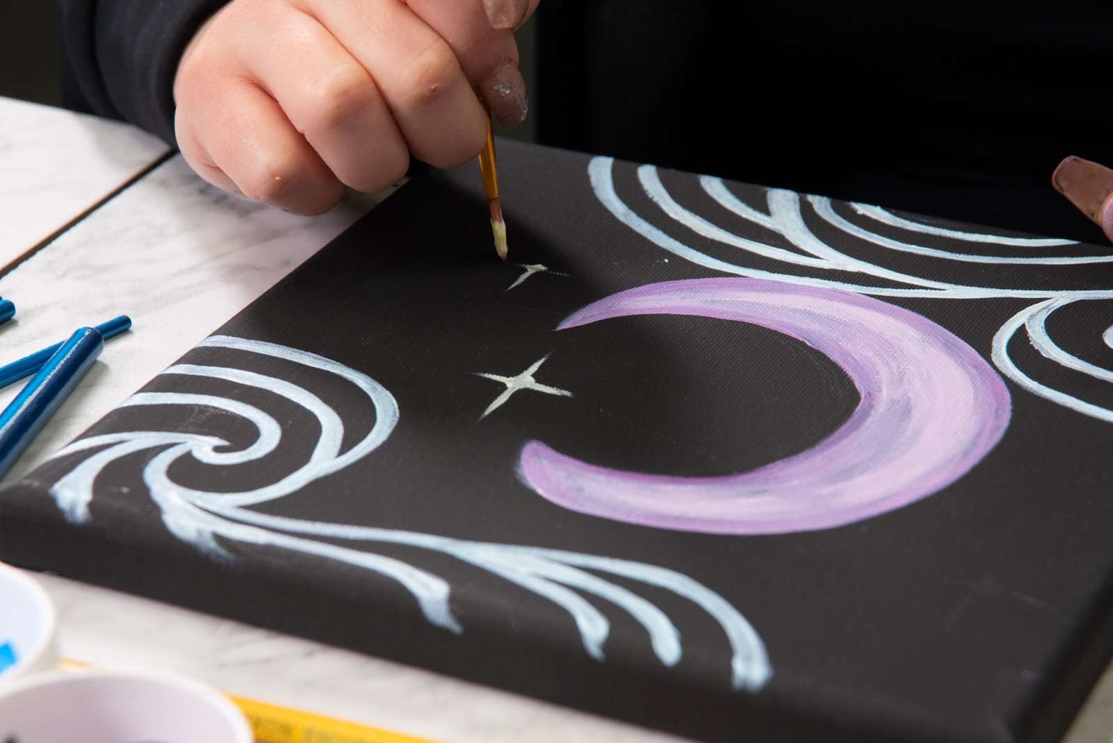 Kandinsky Inspired Black Canvas Painting Tutorial