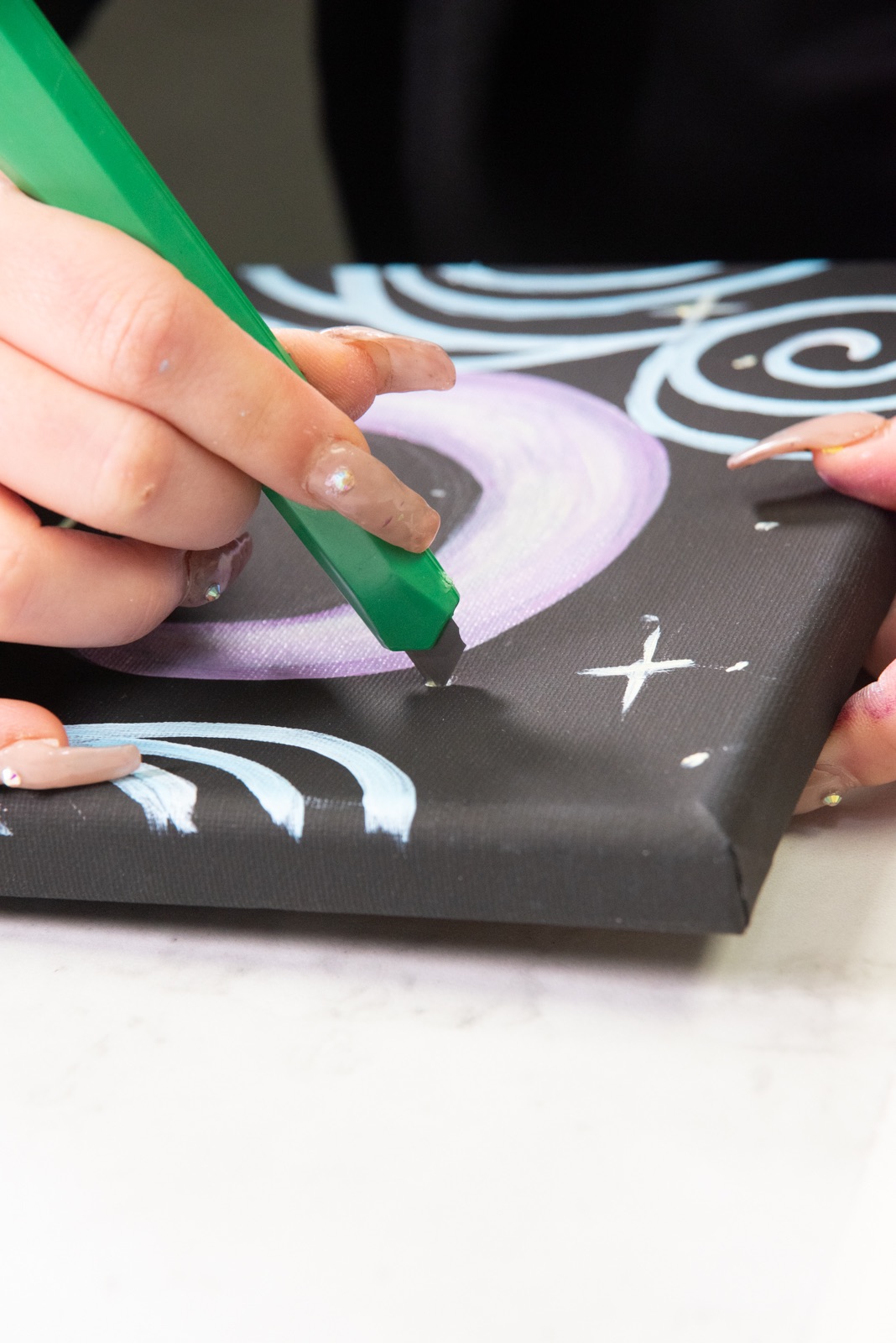 how to punch a hole in your canvas black light painting