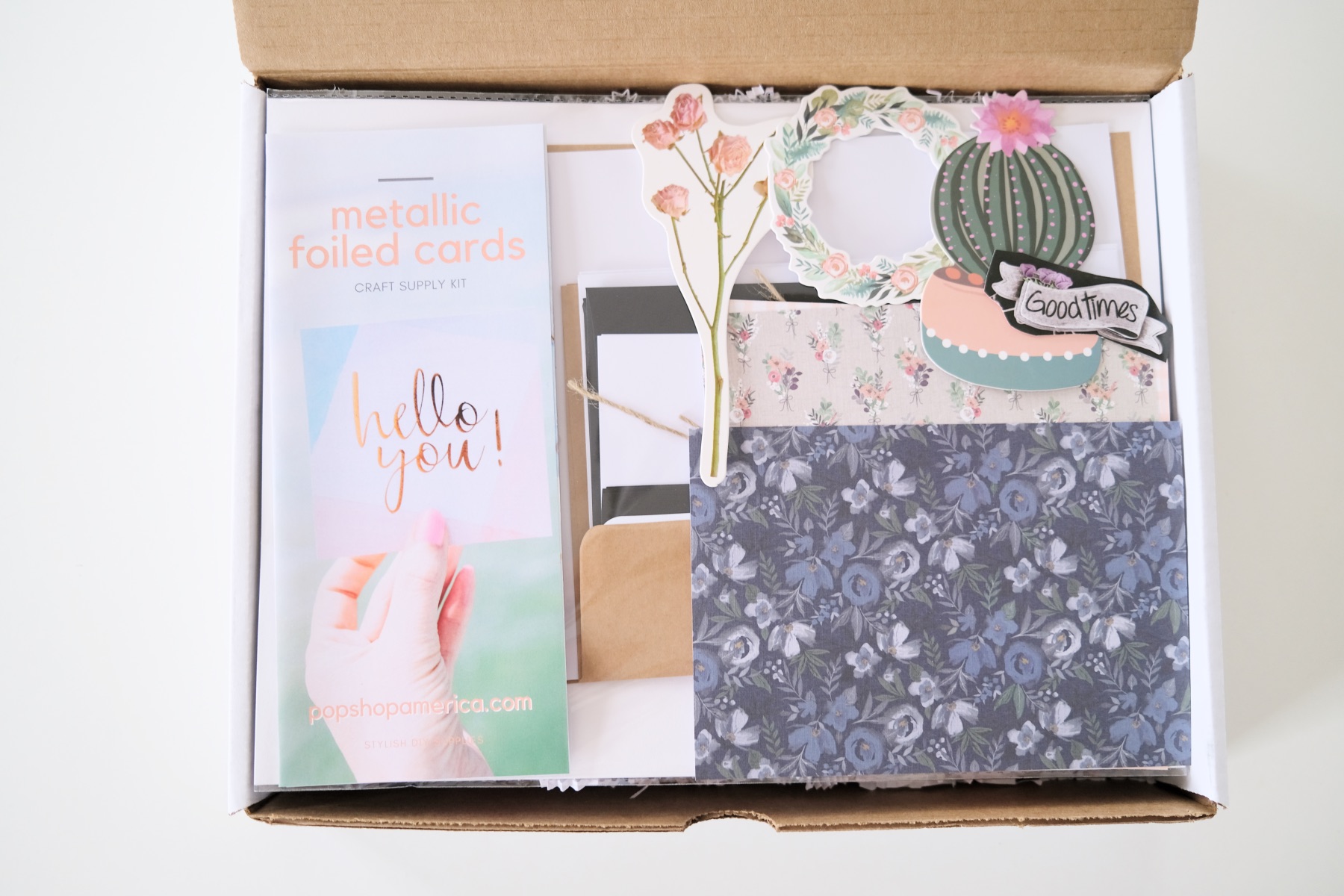 inside the foiled card making kit box