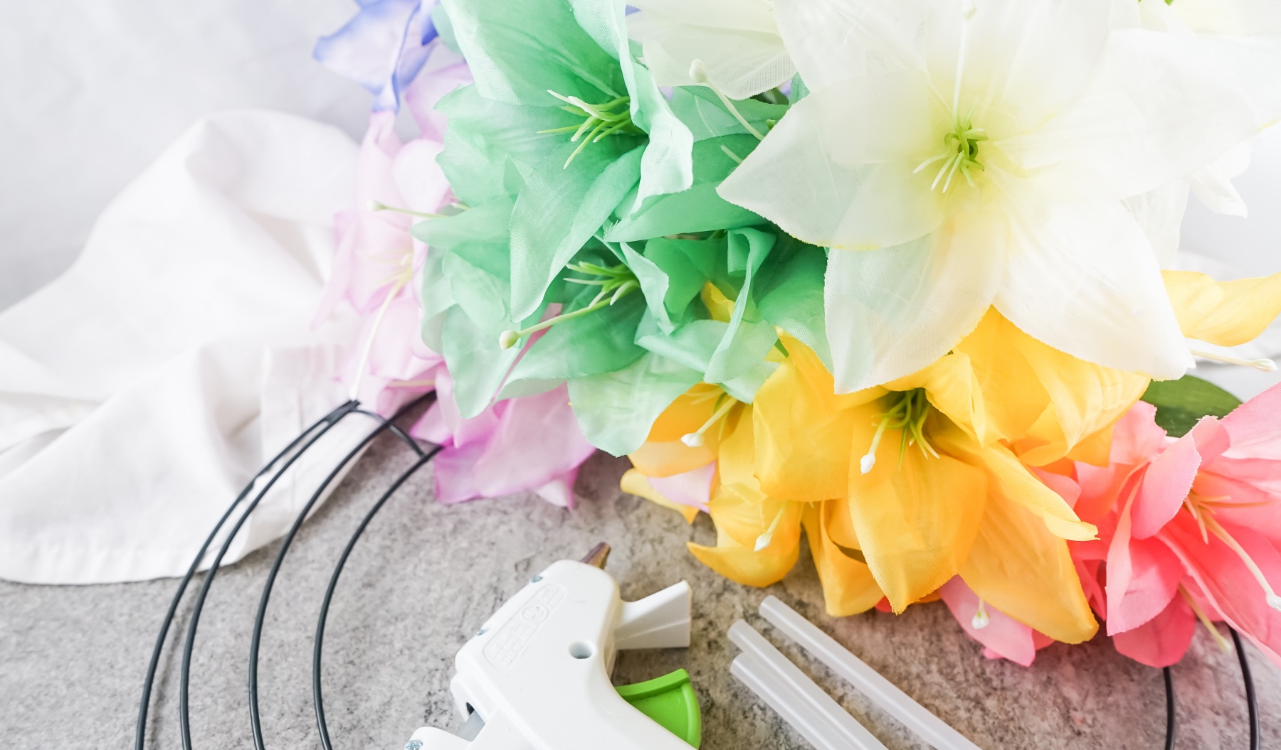 supplies to make a lily flower wreath