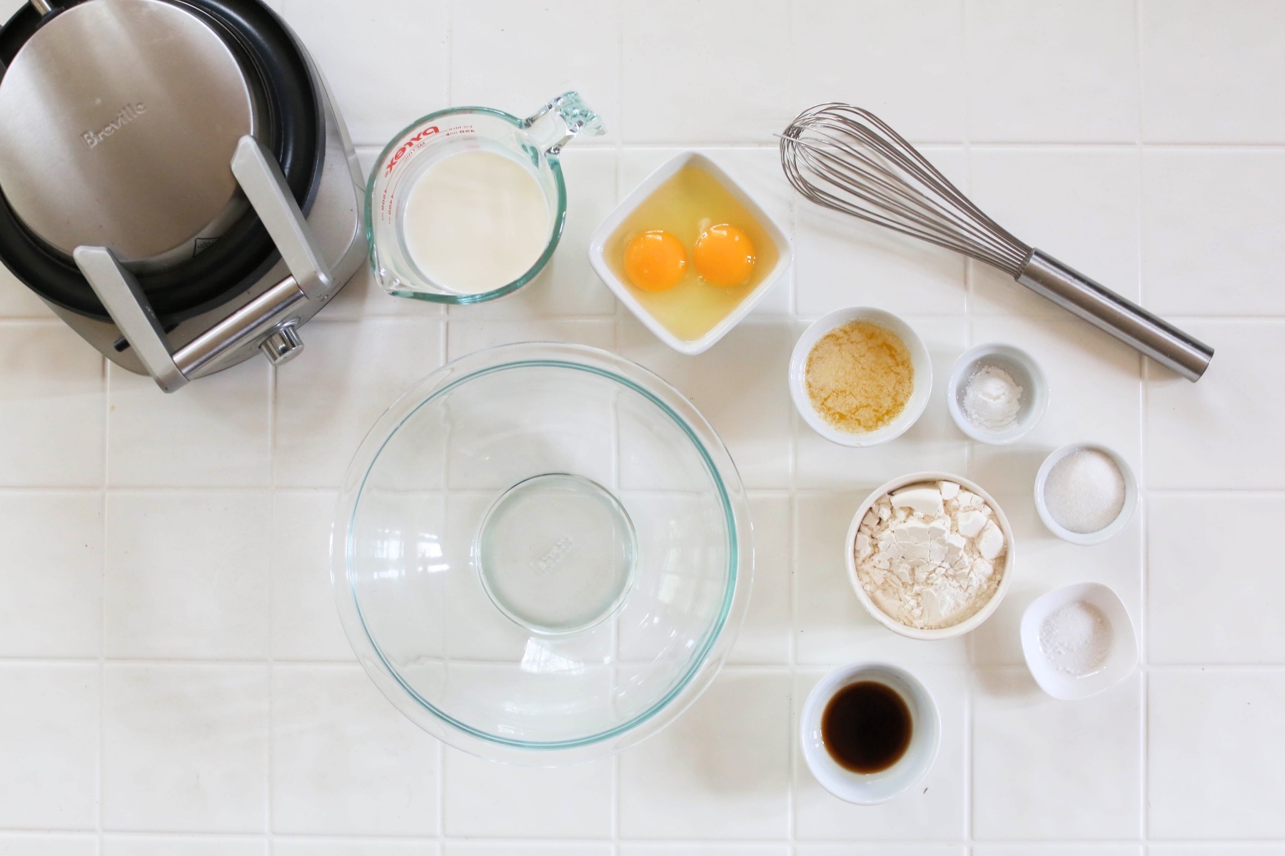 ingredients to make rainbow waffles