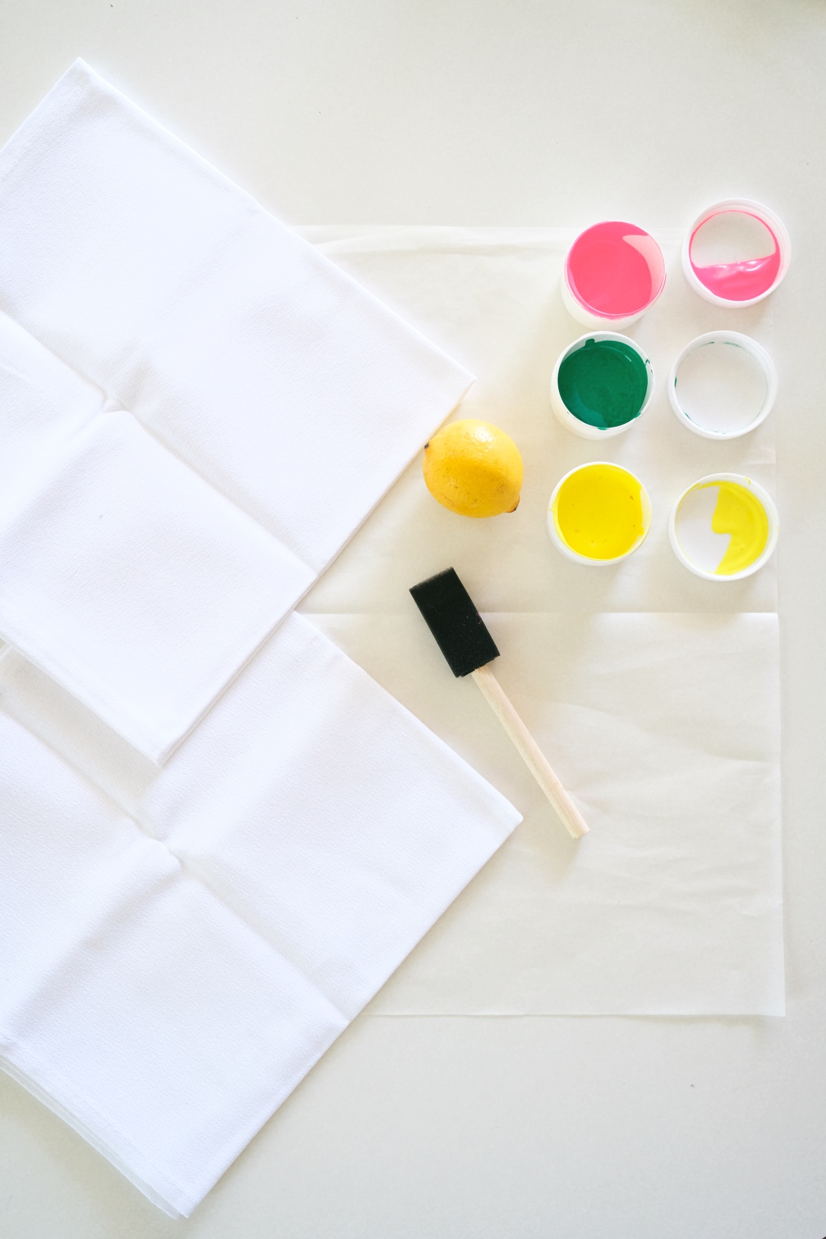 supplies to make citrus stamped napkins