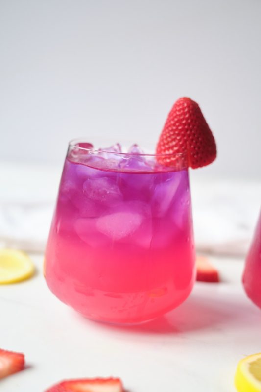 Ombre Strawberry Butterfly Pea Flower Lemonade