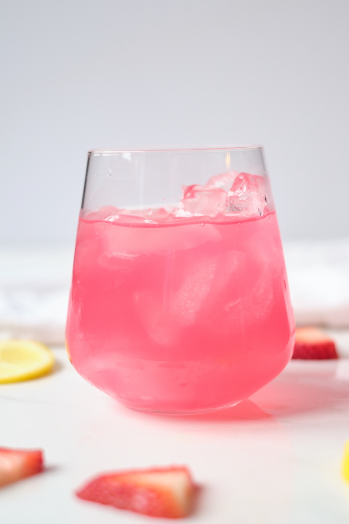 close up of strawberry lemonade