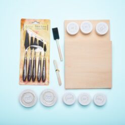 supplies inside the textured flower painting kit