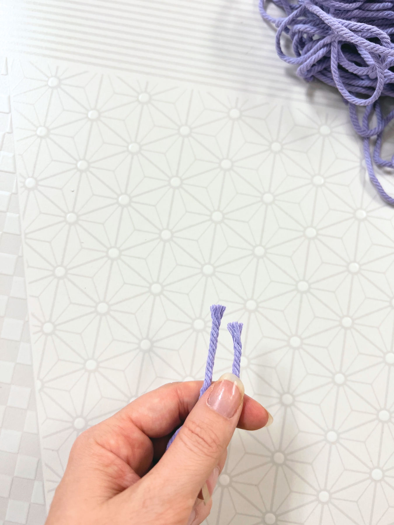 match up the ends of your macrame cord