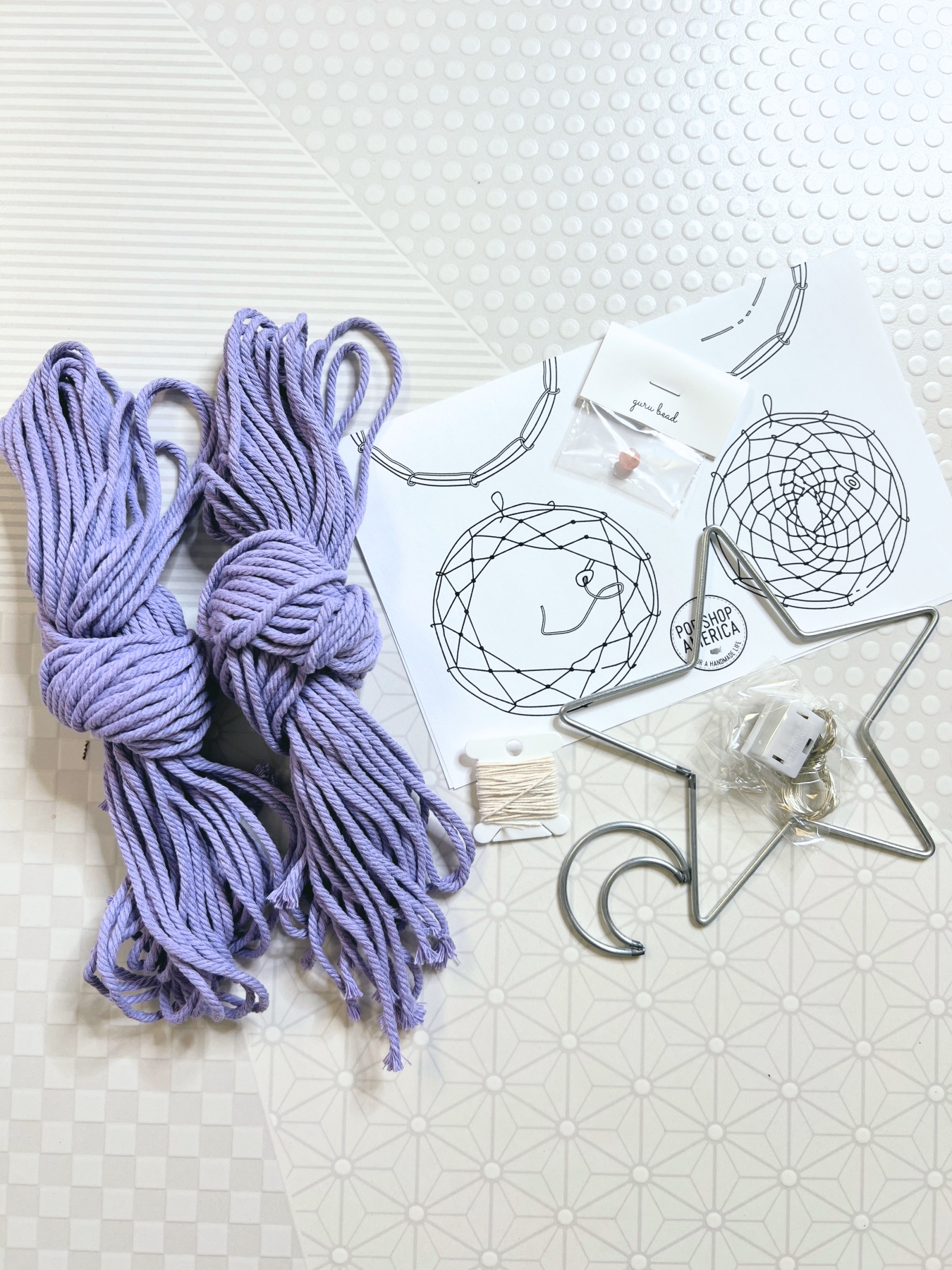 supplies you need to make a star macrame wall hanging diy